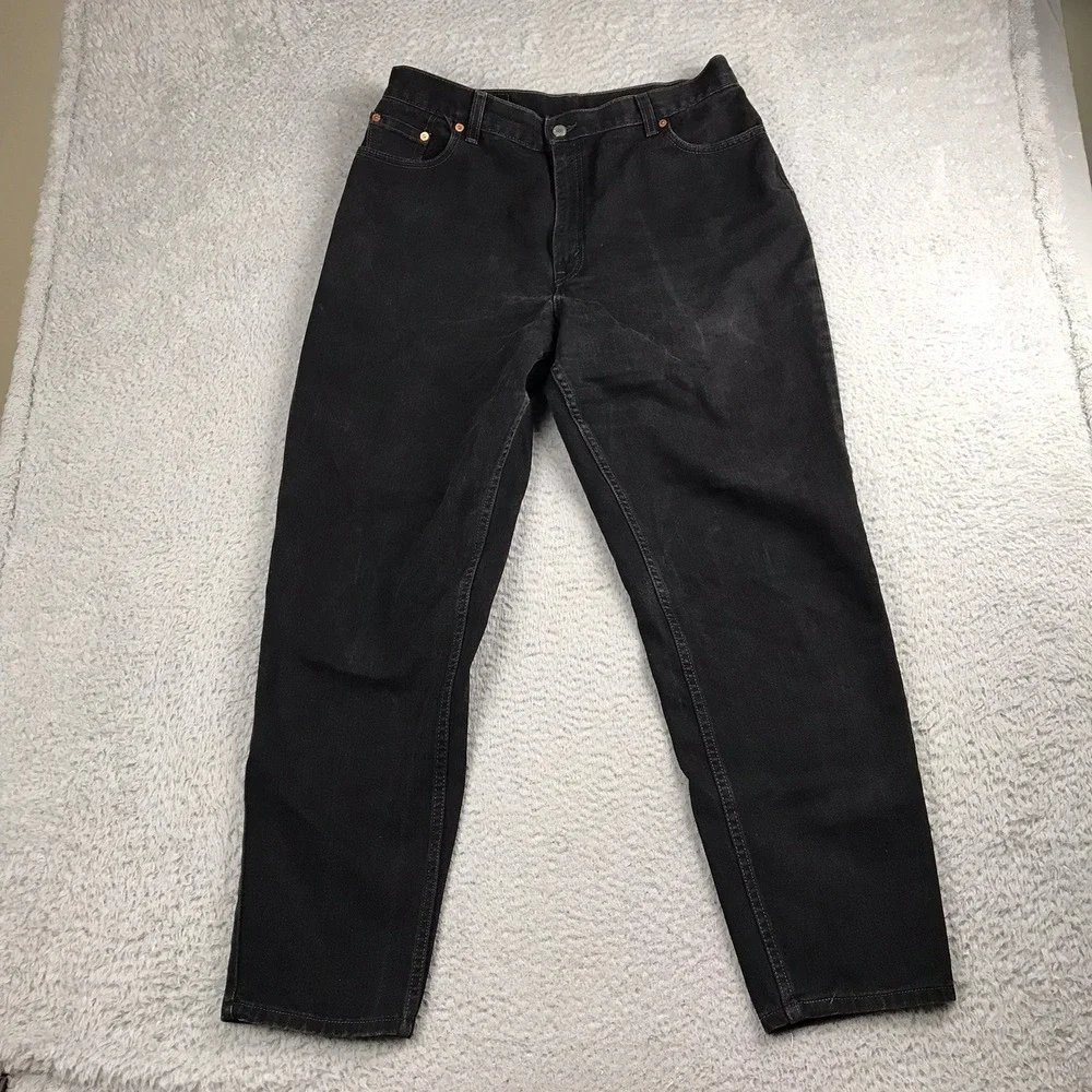 Levis 550 Jeans Women 16 MIS M Black High‎ Rise Tapered Relaxed Fit USA 90s Vtg